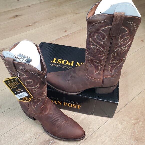 Dan Post Renegade Bay Apache Leather Round Toe Western Cowboy Boots Mens 12 D